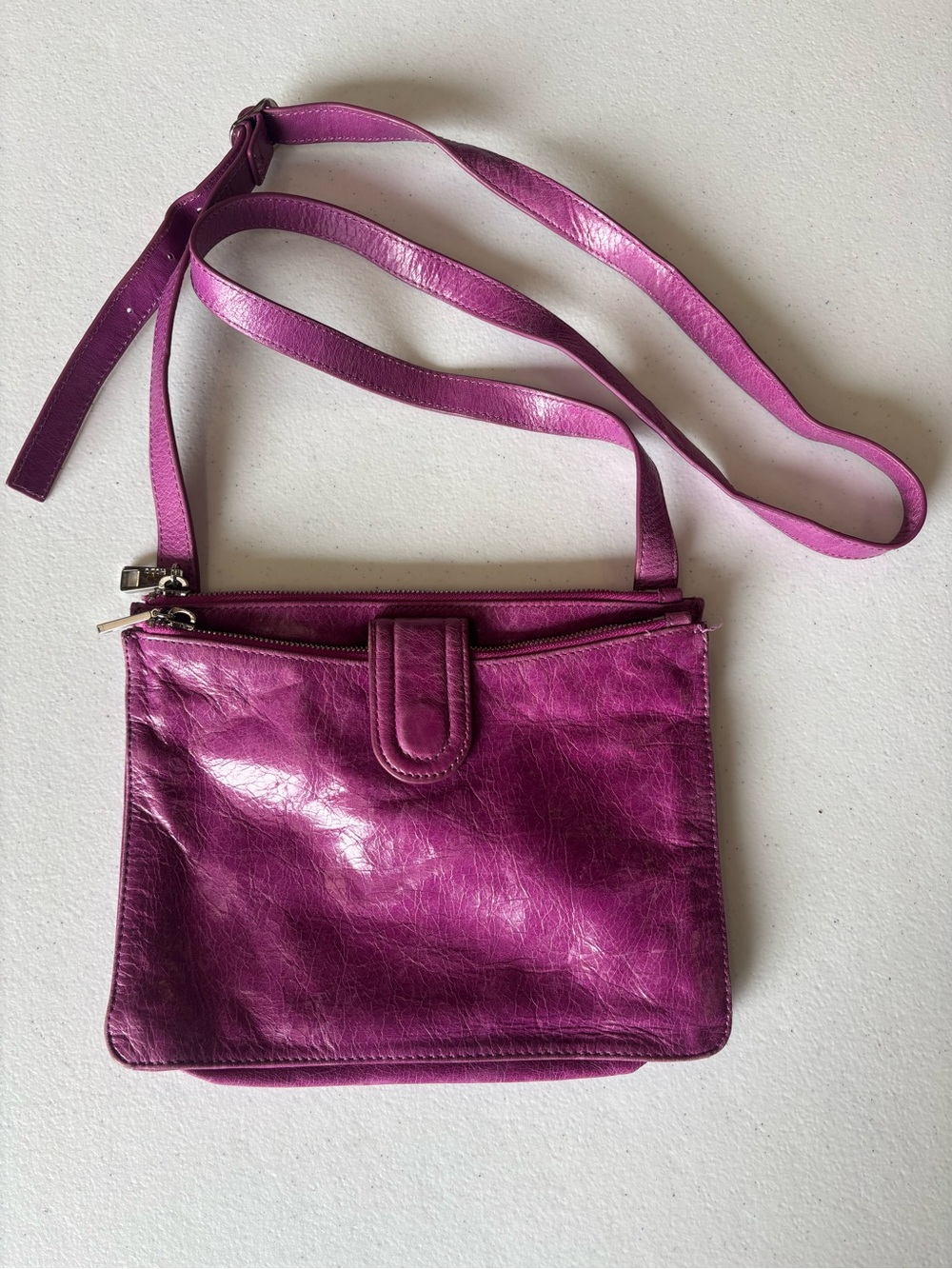 HOBO Purple Leather Crossbody with Patterned Interior